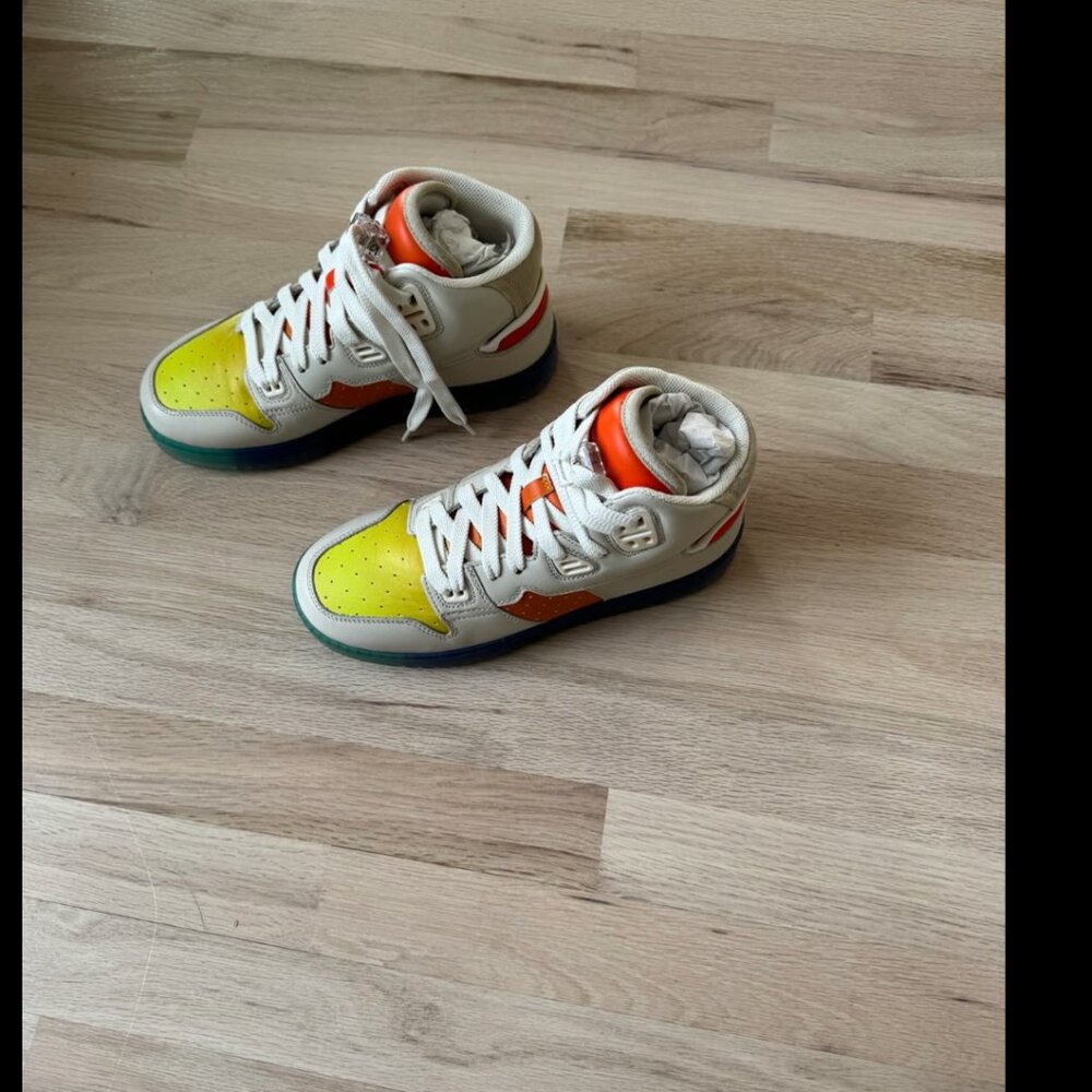 ACNE STUDIOS Colour-block High-top Sneakers In Off White multi Size 39 - Picture 4 of 6